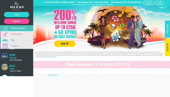 Miami Dice Casino Review Header