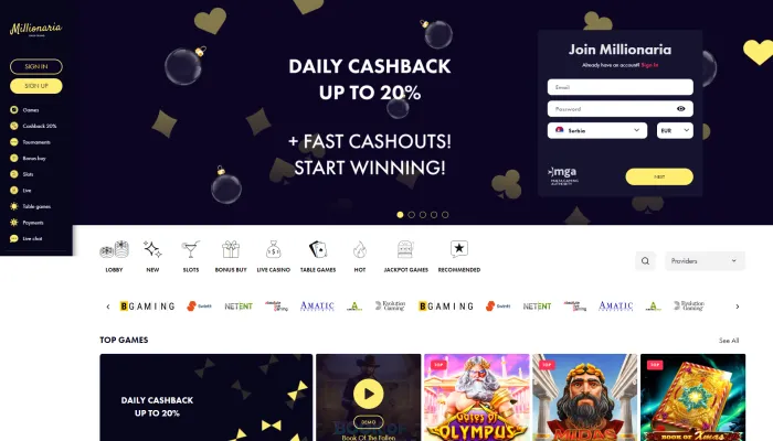 Millionaria Casino Review Header