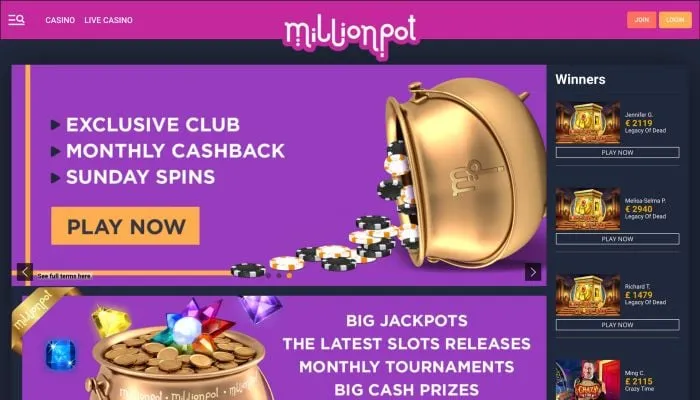 MillionPot Casino Review Header