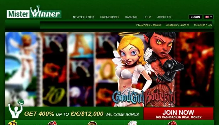 MisterWinner Casino Review Header