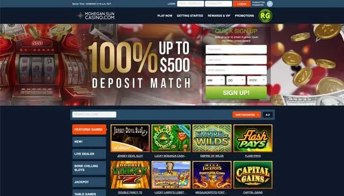 Mohegan Sun Casino USA Review Header