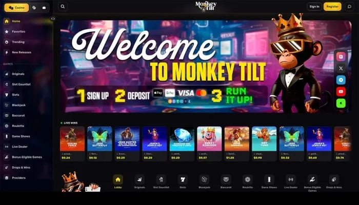 Monkey Tilt Casino Review Header
