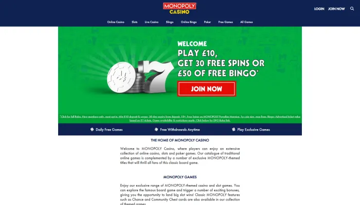 Monopoly Casino Review Header