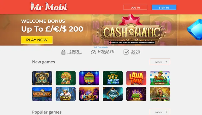 Mr Mobi Casino Review Header