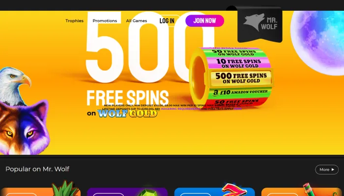Mr Wolf Slots Casino Review Header
