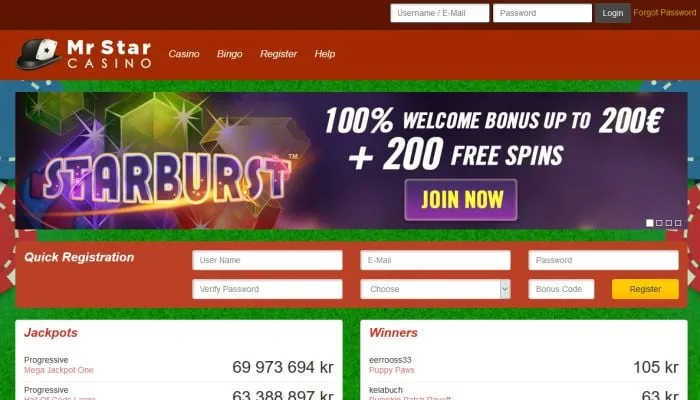 MrStar Casino Review Header
