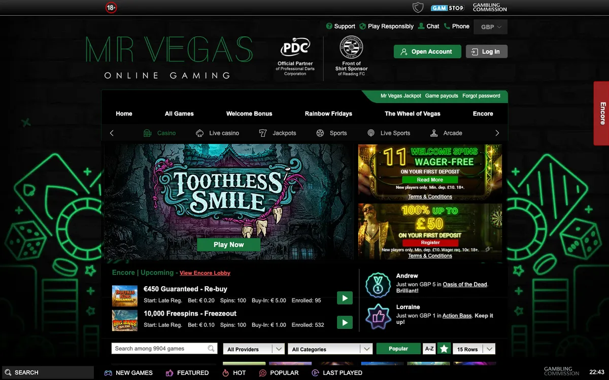 MrVegas Casino Review Header