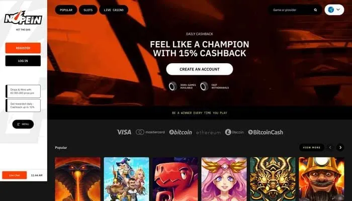 Nopein Casino Review Header