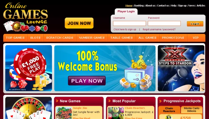 Online Games Lounge Review Header