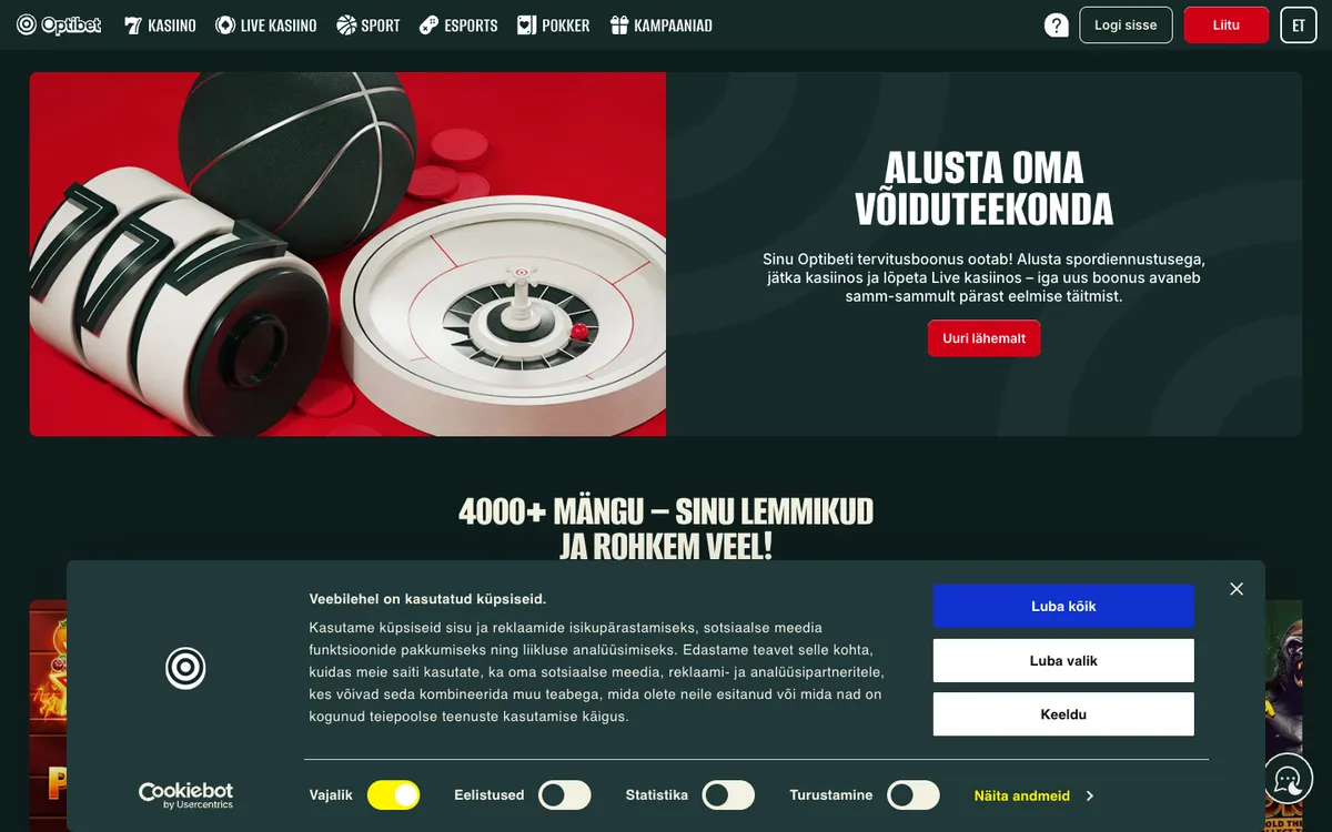 Optibet.ee Casino Review Header