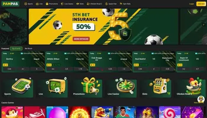 Pampas Casino Review Header