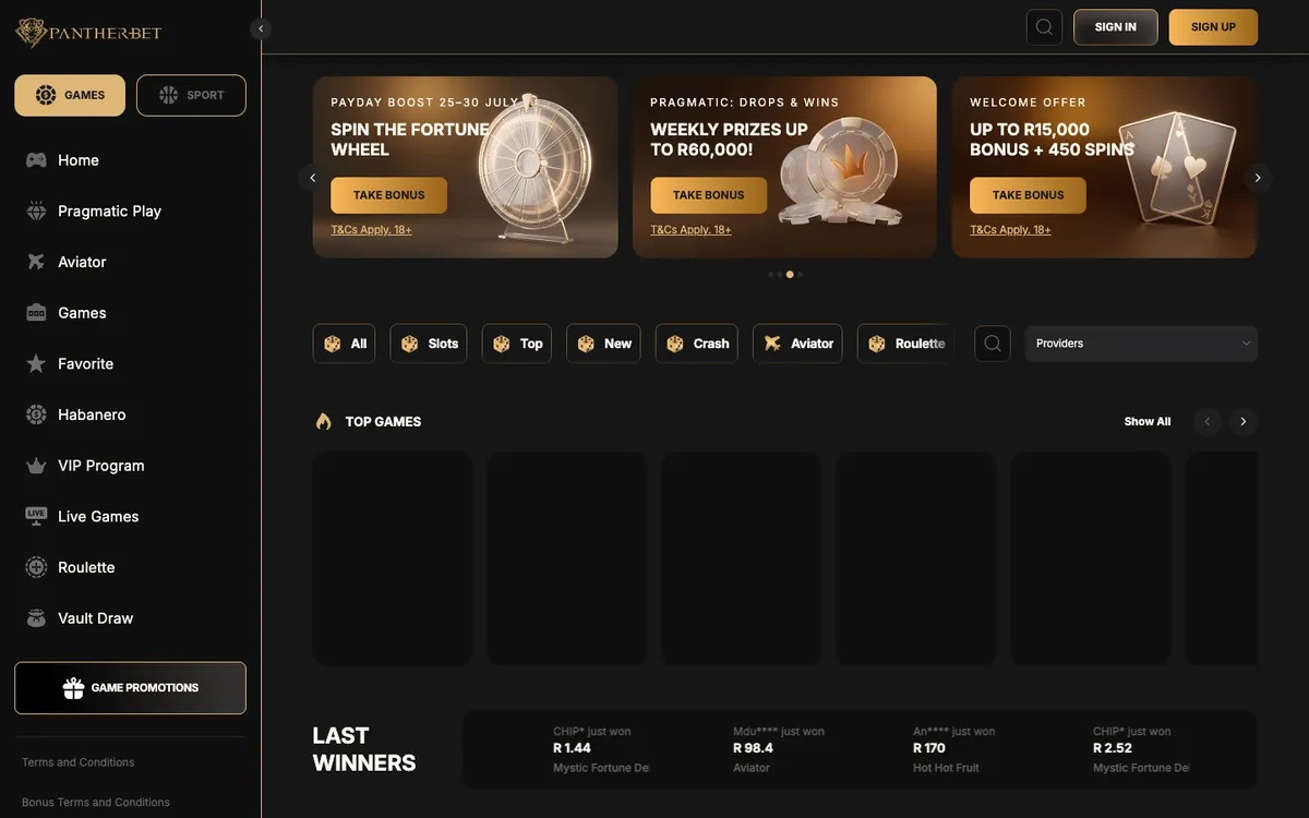 PantherBet Casino Review Header