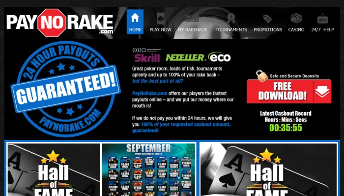 PayNoRake Casino Review Header