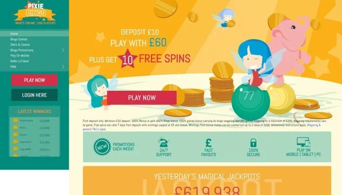 Pixie Bingo Casino Review Header