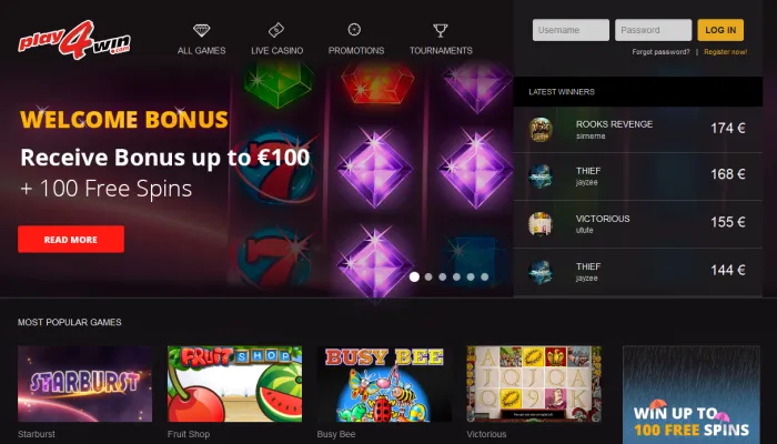Play4Win Casino Review Header