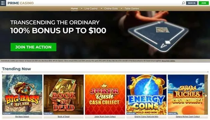 Prime Casino Review Header