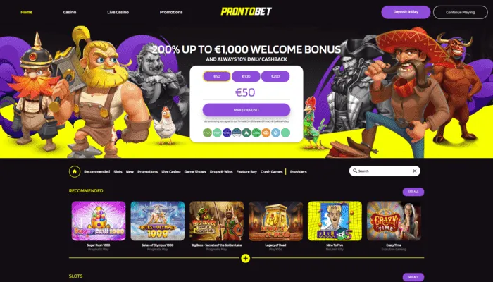 ProntoBet Casino Review Header