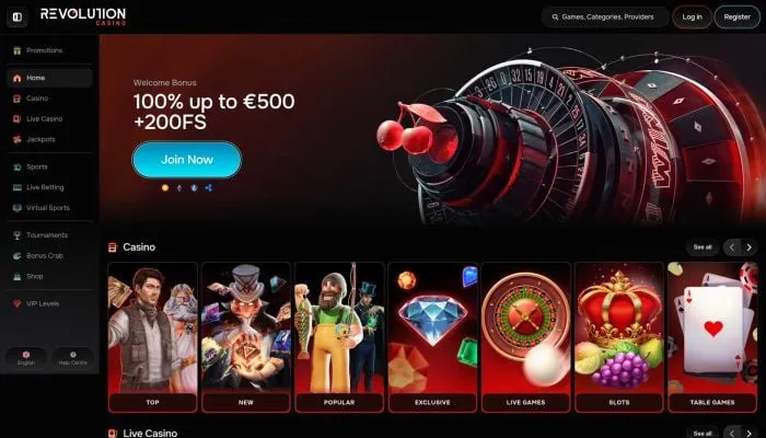 Revolution Casino Review Header