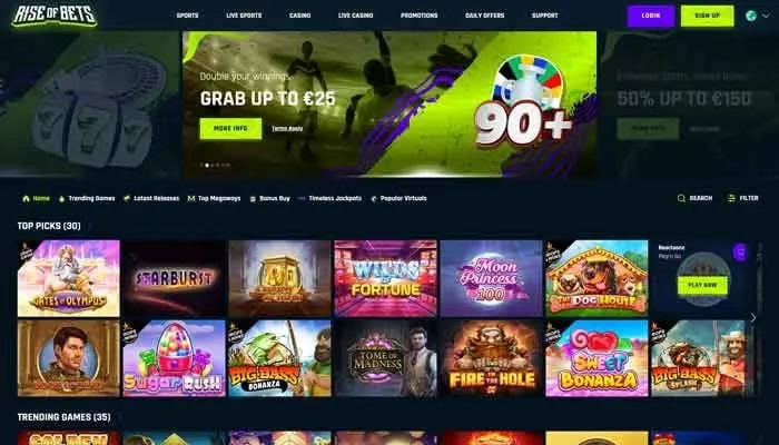 Rise of Bets Casino Review Header