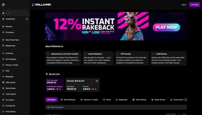 Rollchain Casino Review Header