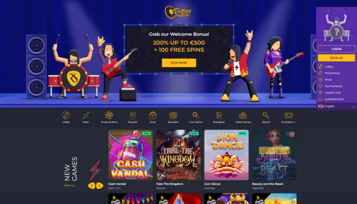 Rolling Slots Casino Review Header