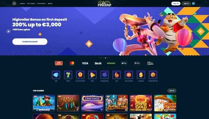 Rollino Casino Review Header