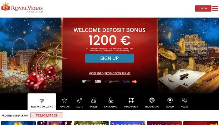 Royal Vegas Casino Review Header