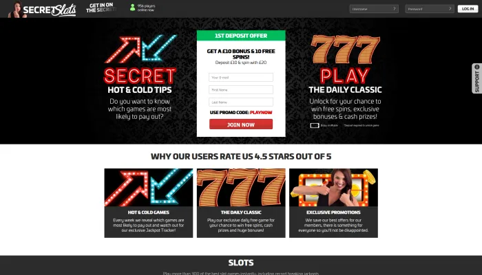 Secret Slots Casino Review Header
