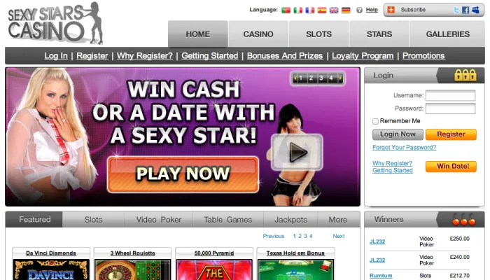 Sexy Stars Casino Review Header