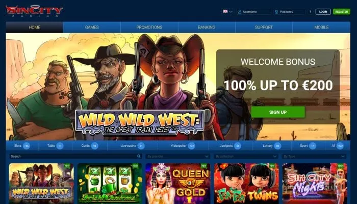 SinCity Casino Review Header