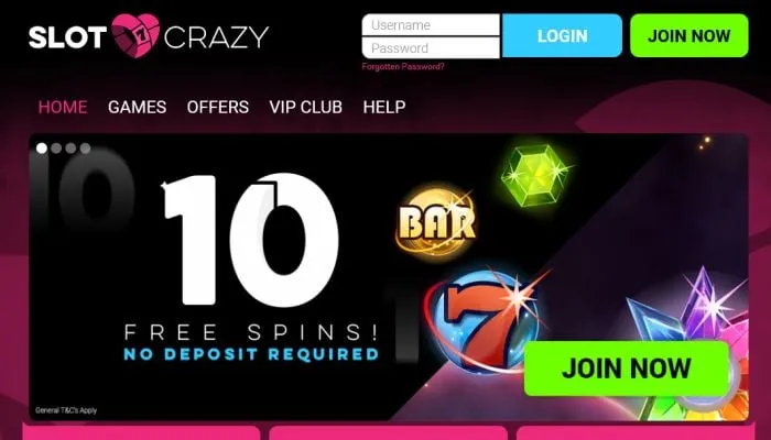 Slot Crazy Casino Review Header