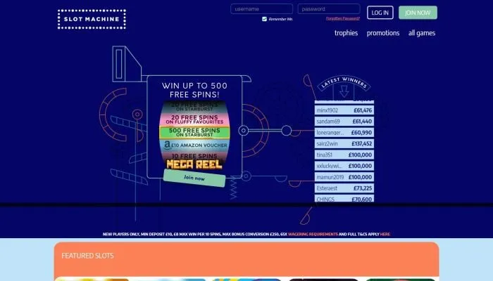 Slot Machine Casino Review Header