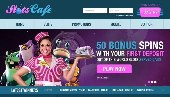 Slots Cafe Casino Review Header
