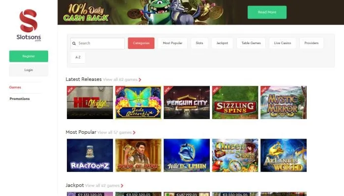 Slotsons Casino Review Header