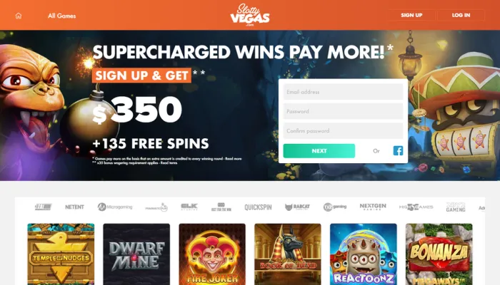 Slotty Vegas Casino Review Header