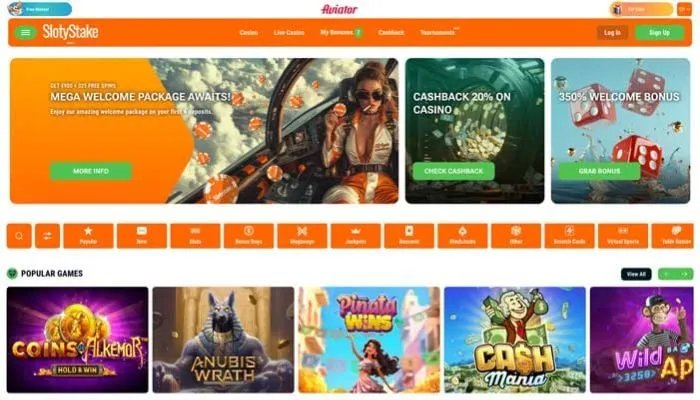 SlotyStake Casino Review Header