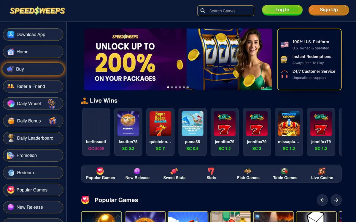 SpeedSweeps Casino Review Header