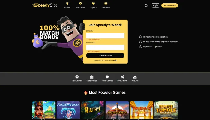 SpeedySlot Casino Review Header