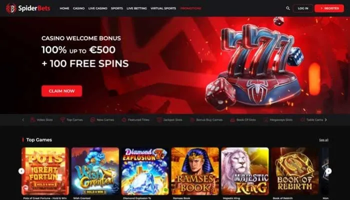 SpiderBets Casino Review Header