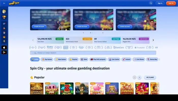 Spin City Casino Review Header