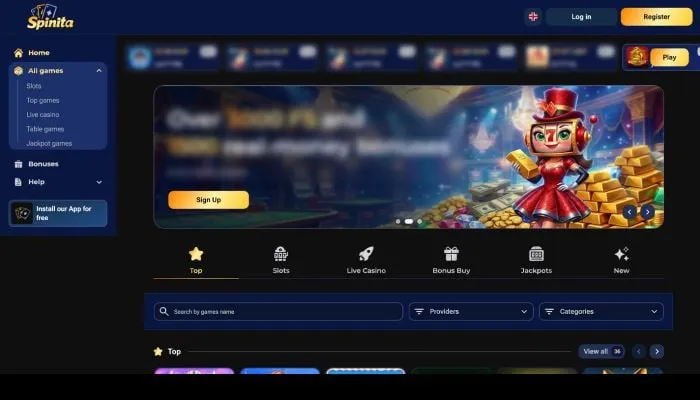 Spinita Casino Review Header