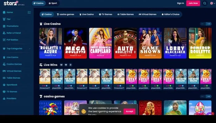 Starz Spins Casino Review Header