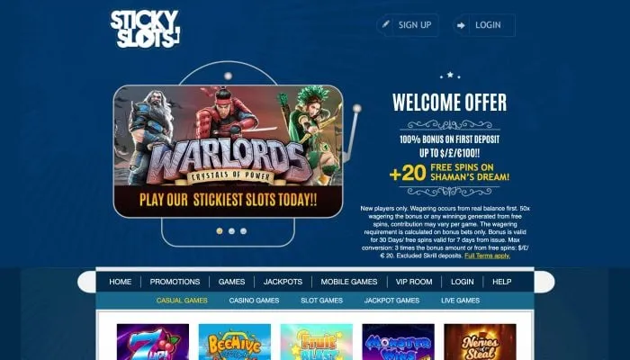 Sticky Slots Casino Review Header