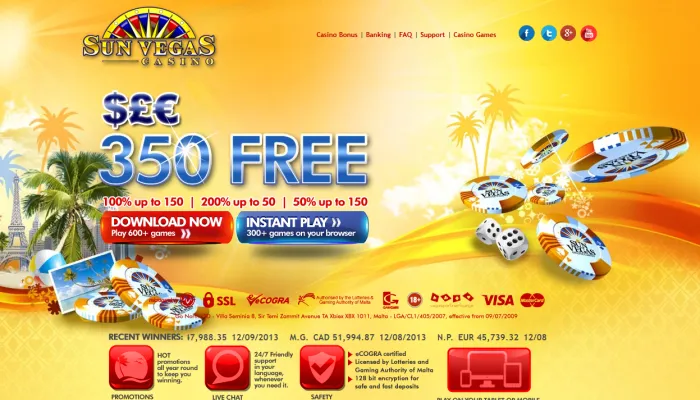 Sun Vegas Casino Review Header