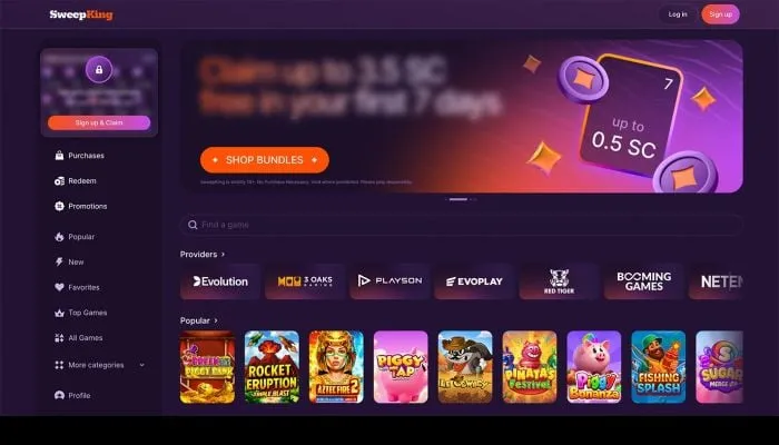 SweepKing Casino Review Header