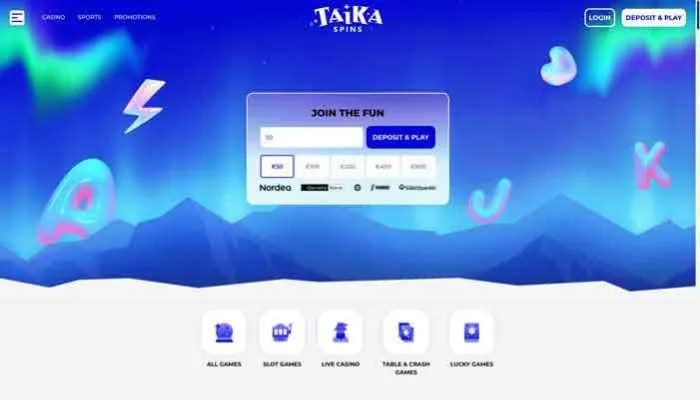 Taikaspins Casino Review Header