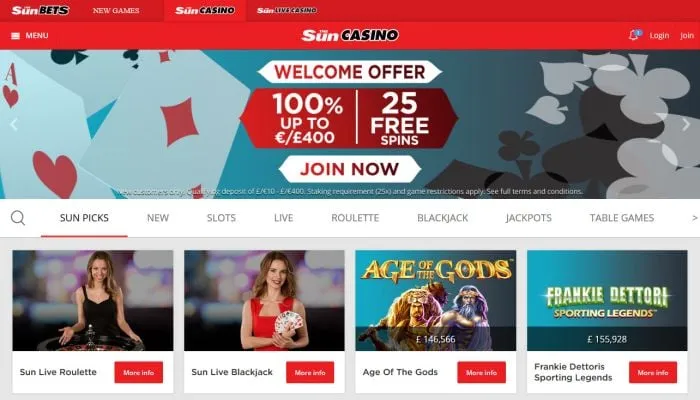 The Sun Casino Review Header