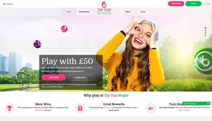 Tip Top Bingo Casino Review Header