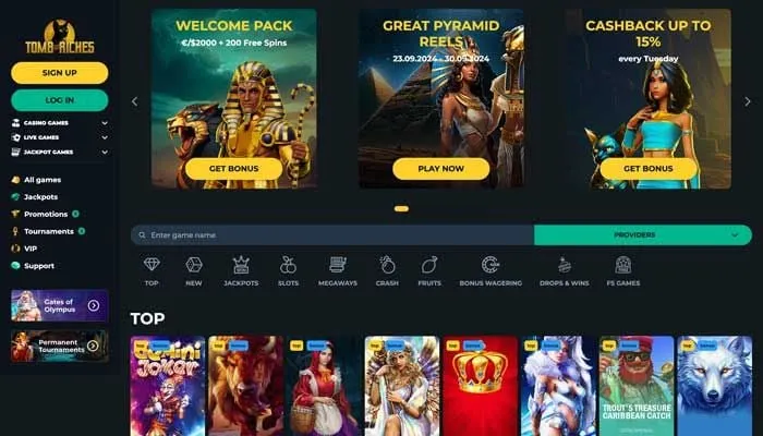 Tomb Riches Casino Review Header