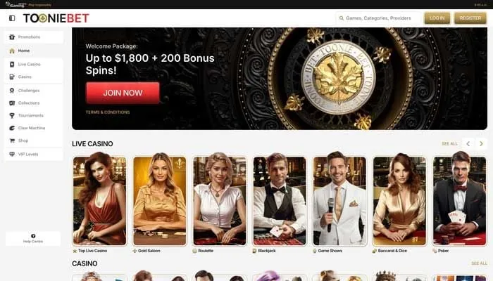 Tooniebet Casino Review Header